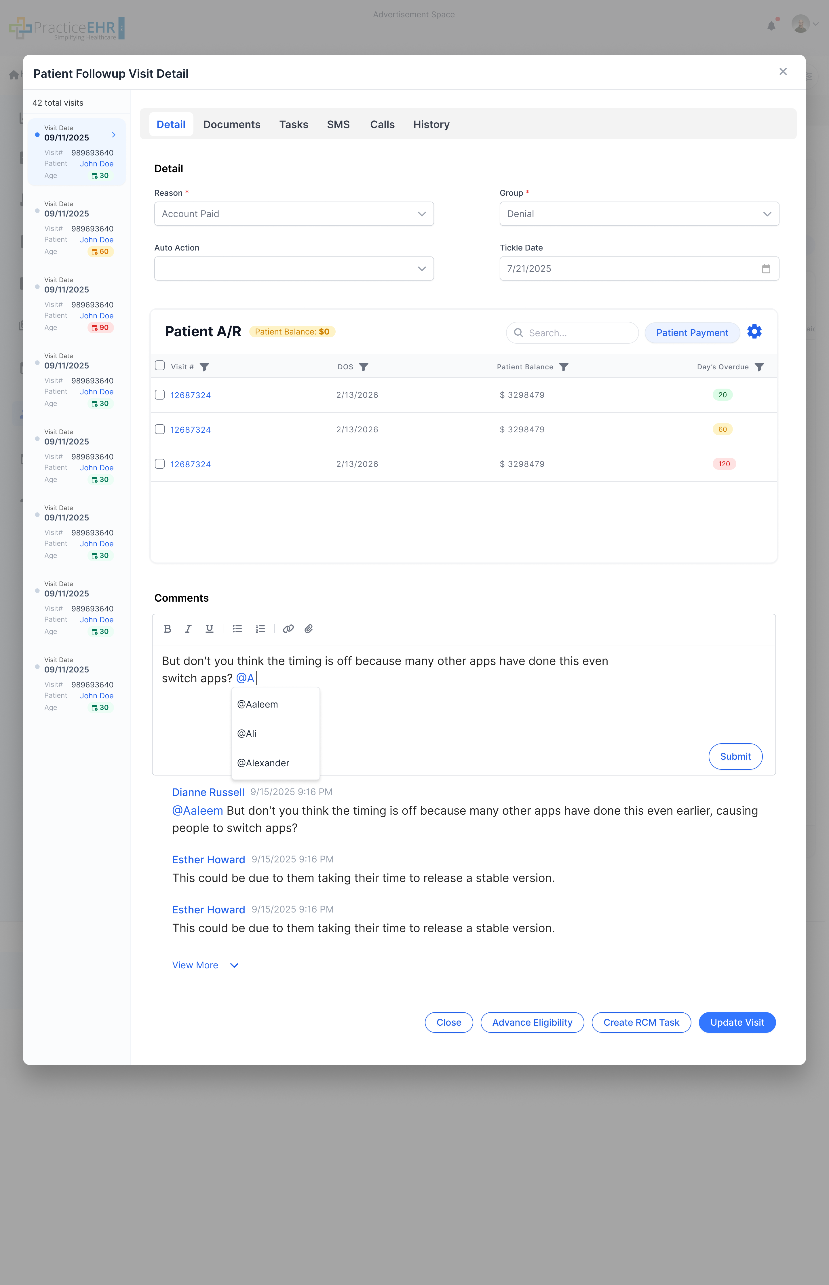 Patient Followup Visit Detail - Detail